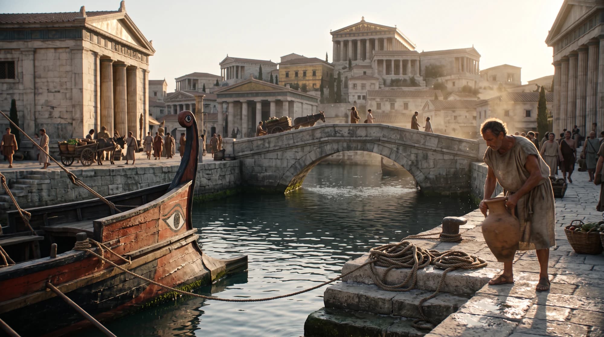Antik liman kentini canlandıran belgesel karesi